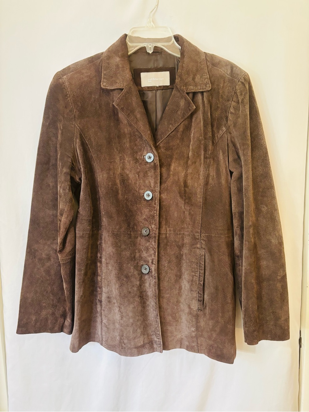 Brown Suede Leather Blazer Jacket Tailored Croft & Barrow